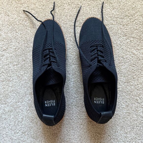 Eileen Fisher Eddy Recycled Stretch Knit Platform Oxford Shoes Size 7 LIKE NEW - Picture 3 of 12